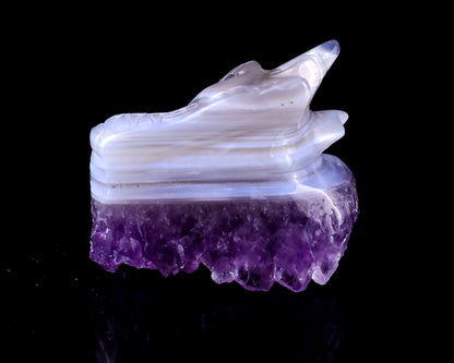 Nicedony 1.7" Amethyst Druse Agate Hand Carved Dragon Skull Sculpture - View 7