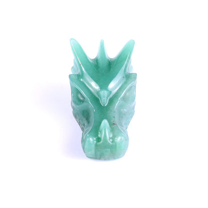 Nicedony 1.7" Green Aventurine Hand Carved Crystal Dragon Skull Sculpture - View 2