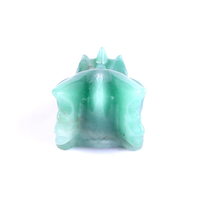 Nicedony 1.7" Green Aventurine Hand Carved Crystal Dragon Skull Sculpture - View 3