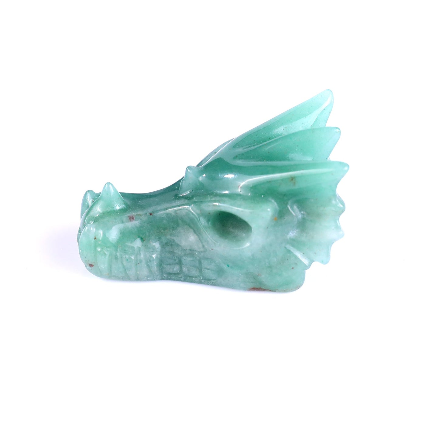 Nicedony 1.7" Green Aventurine Hand Carved Crystal Dragon Skull Sculpture - View 4