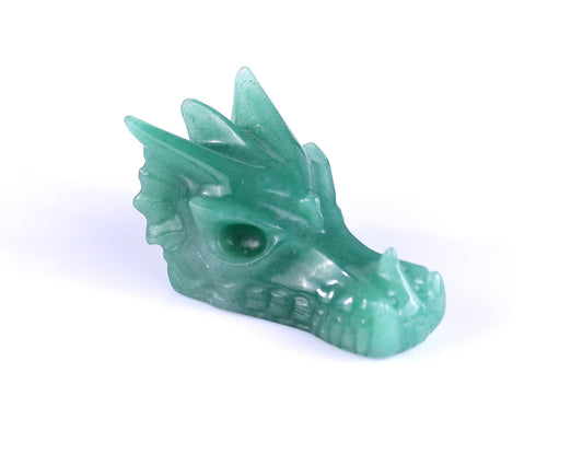 Nicedony 1.7" Green Aventurine Hand Carved Dragon Skull Sculpture