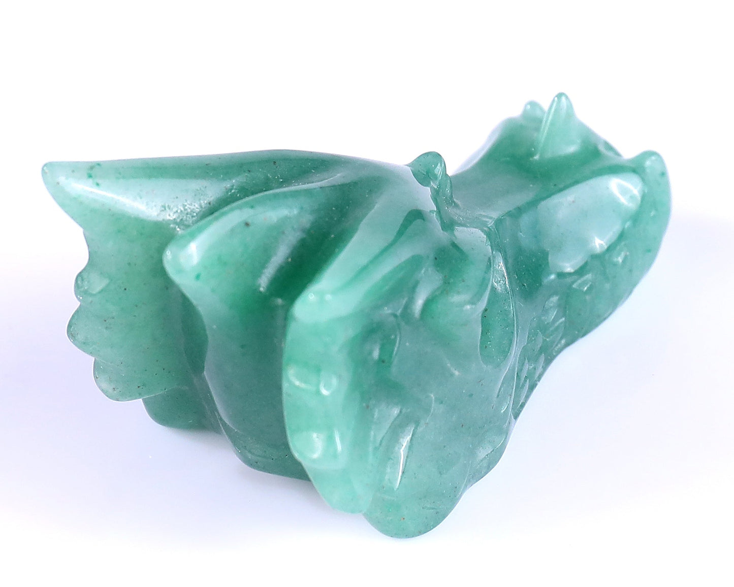 Nicedony 1.7" Green Aventurine Hand Carved Dragon Skull Sculpture - View 4