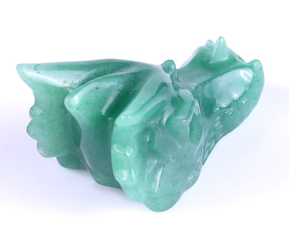 Nicedony 1.7" Green Aventurine Hand Carved Dragon Skull Sculpture - View 4