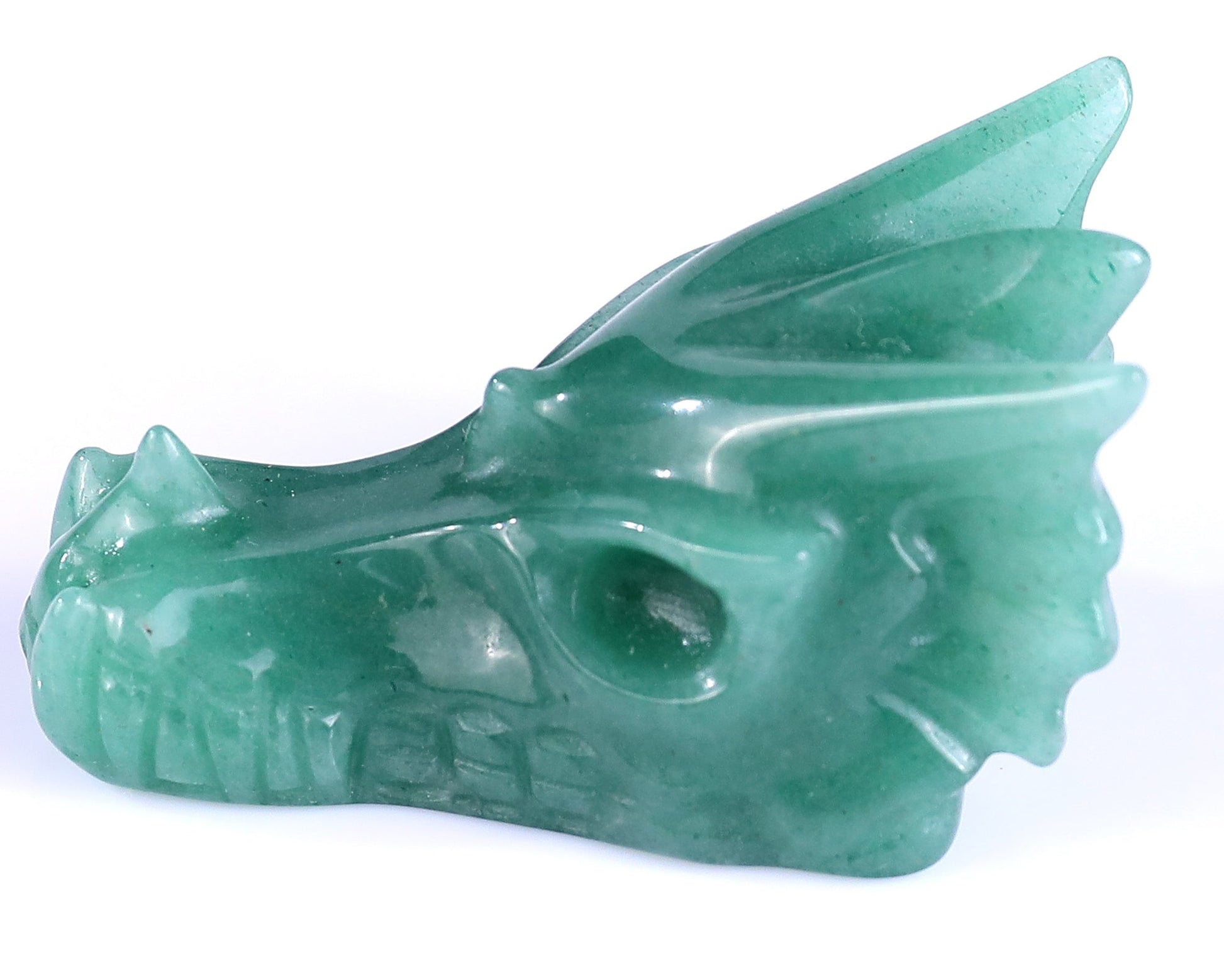 Nicedony 1.7" Green Aventurine Hand Carved Dragon Skull Sculpture - View 7