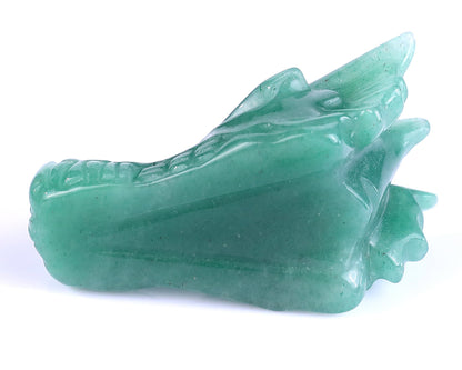 Nicedony 1.7" Green Aventurine Hand Carved Dragon Skull Sculpture - View 8
