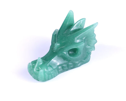 Nicedony 1.7" Green Aventurine Hand Carved Dragon Skull Sculpture - View 9