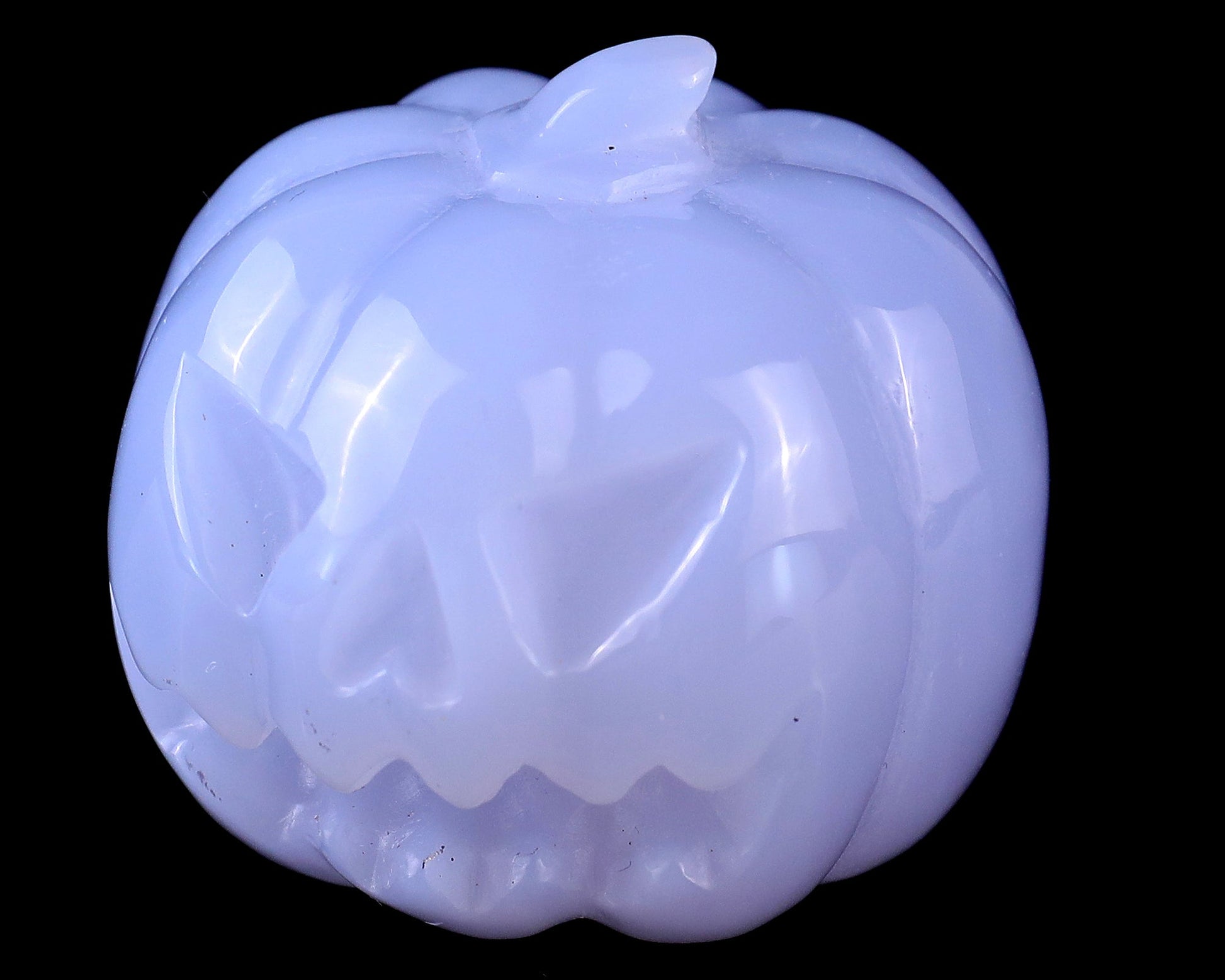 Nicedony 1.7” Blue Chalcedony Hand Carved Crystal Pumpkin Sculpture - View 9