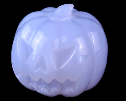 Nicedony 1.7” Blue Chalcedony Hand Carved Crystal Pumpkin Sculpture - View 9