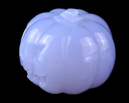 Nicedony 1.7” Blue Chalcedony Hand Carved Crystal Pumpkin Sculpture - View 6