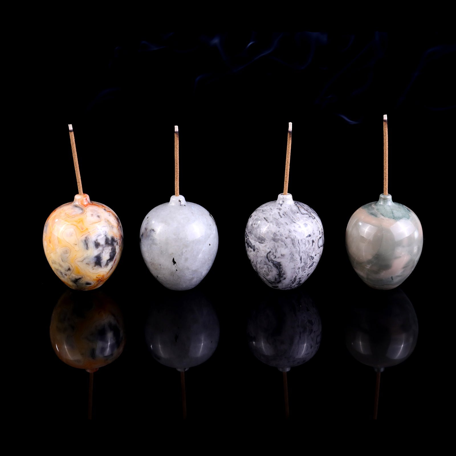 Nicedony 1.7" Gemstone Hand Carved Vase, Incense Holder Sculpture - #S100119