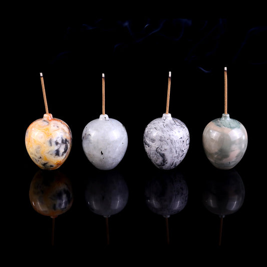 Nicedony 1.7" Gemstone Hand Carved Vase, Incense Holder Sculpture - #S100119