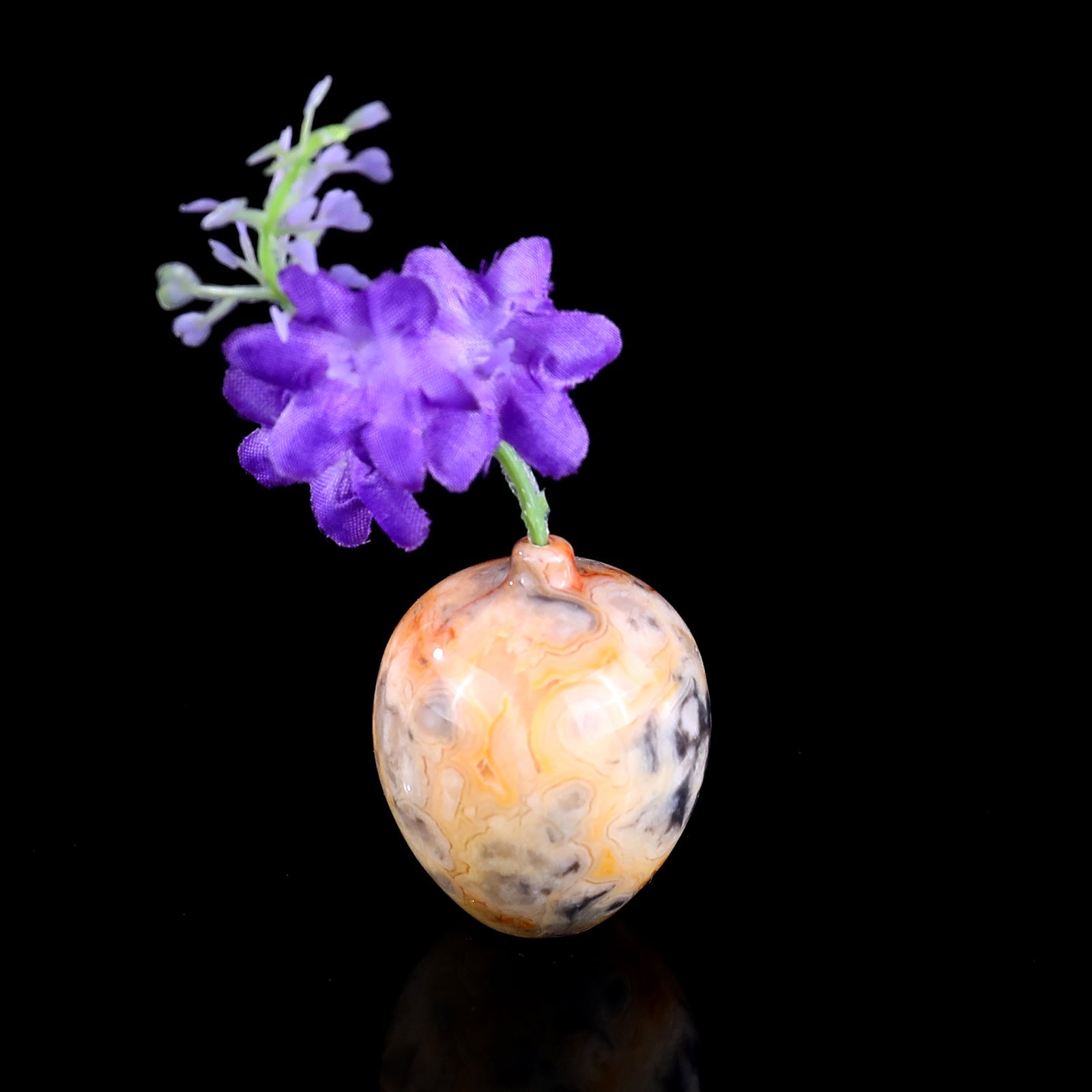 Nicedony 1.7" Gemstone Hand Carved Vase, Incense Holder Sculpture - View 4