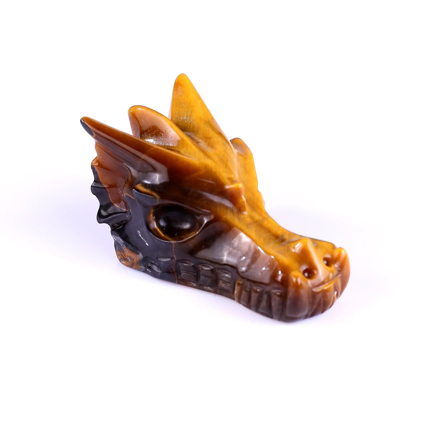 Nicedony 1.7" Tiger Iron Eye Hand Carved Dragon Skull Sculpture - #2100305