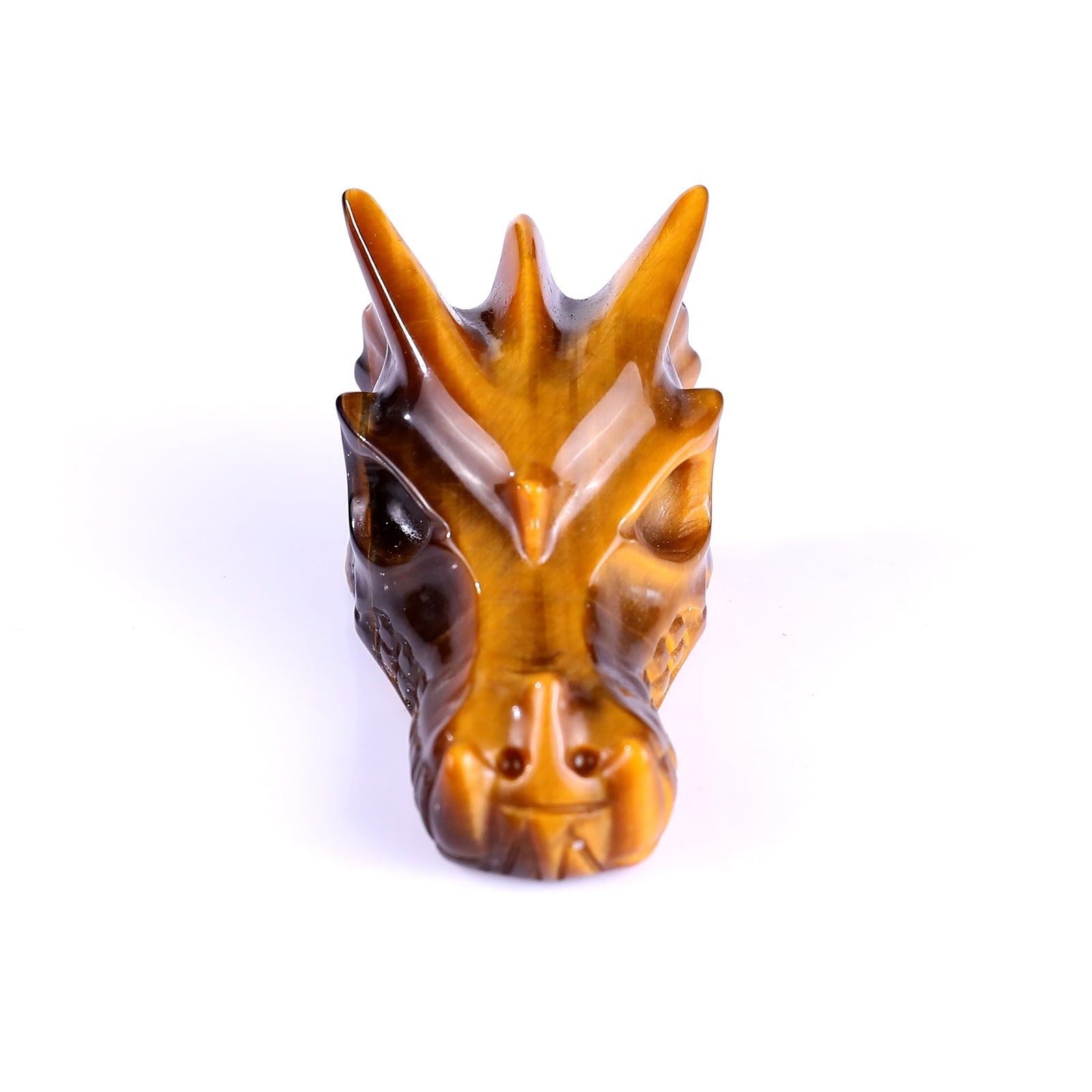 Nicedony 1.7" Tiger Iron Eye Hand Carved Dragon Skull Sculpture - #3100148