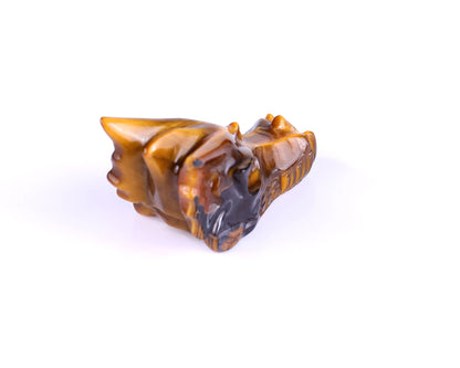 Nicedony 1.7" Tiger Iron Eye Hand Carved Dragon Skull Sculpture - View 4