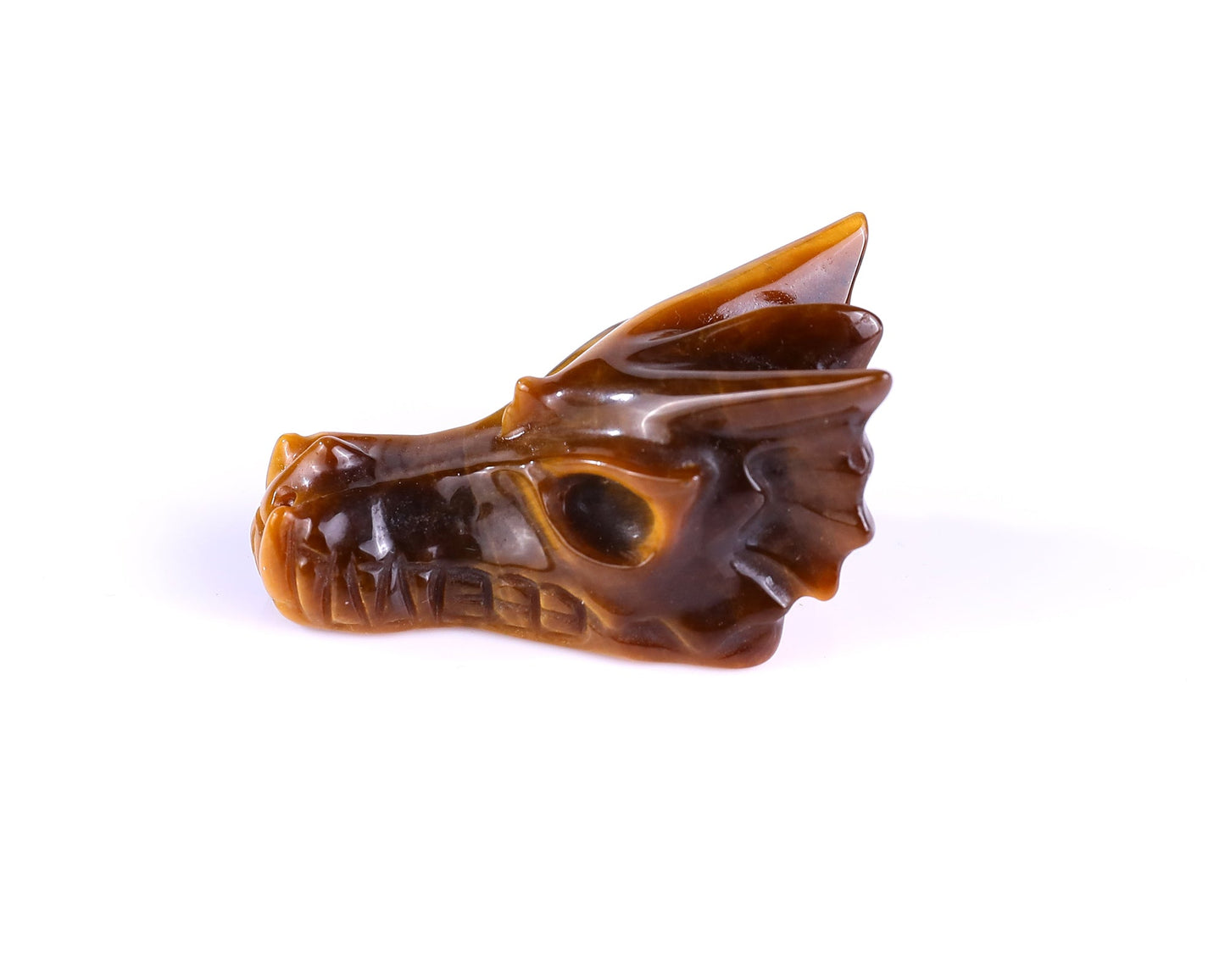 Nicedony 1.7" Tiger Iron Eye Hand Carved Dragon Skull Sculpture - View 7
