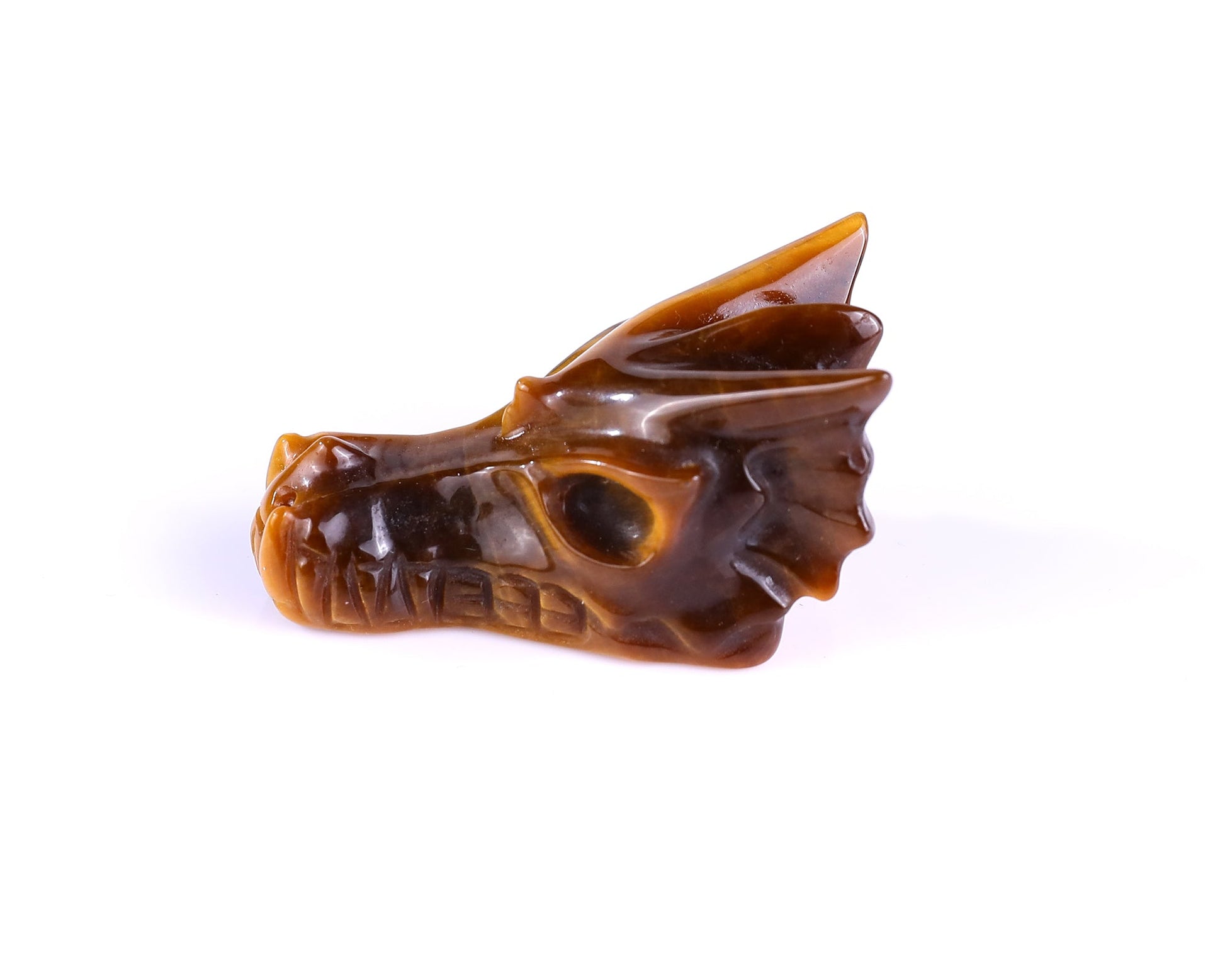 Nicedony 1.7" Tiger Iron Eye Hand Carved Dragon Skull Sculpture - View 12