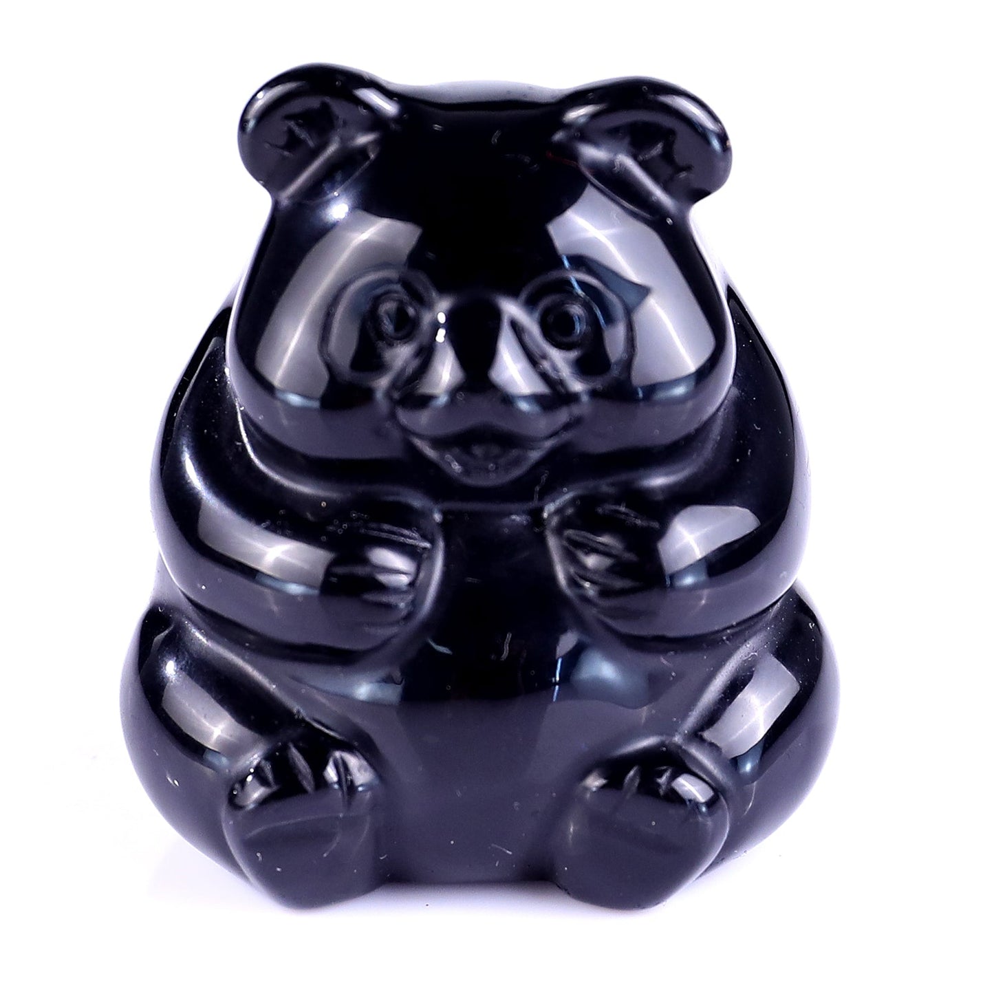 Nicedony 1.9" Black Obsidian Hand Carved Crystal Panda Sculpture