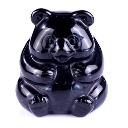 Nicedony 1.9" Black Obsidian Hand Carved Crystal Panda Sculpture