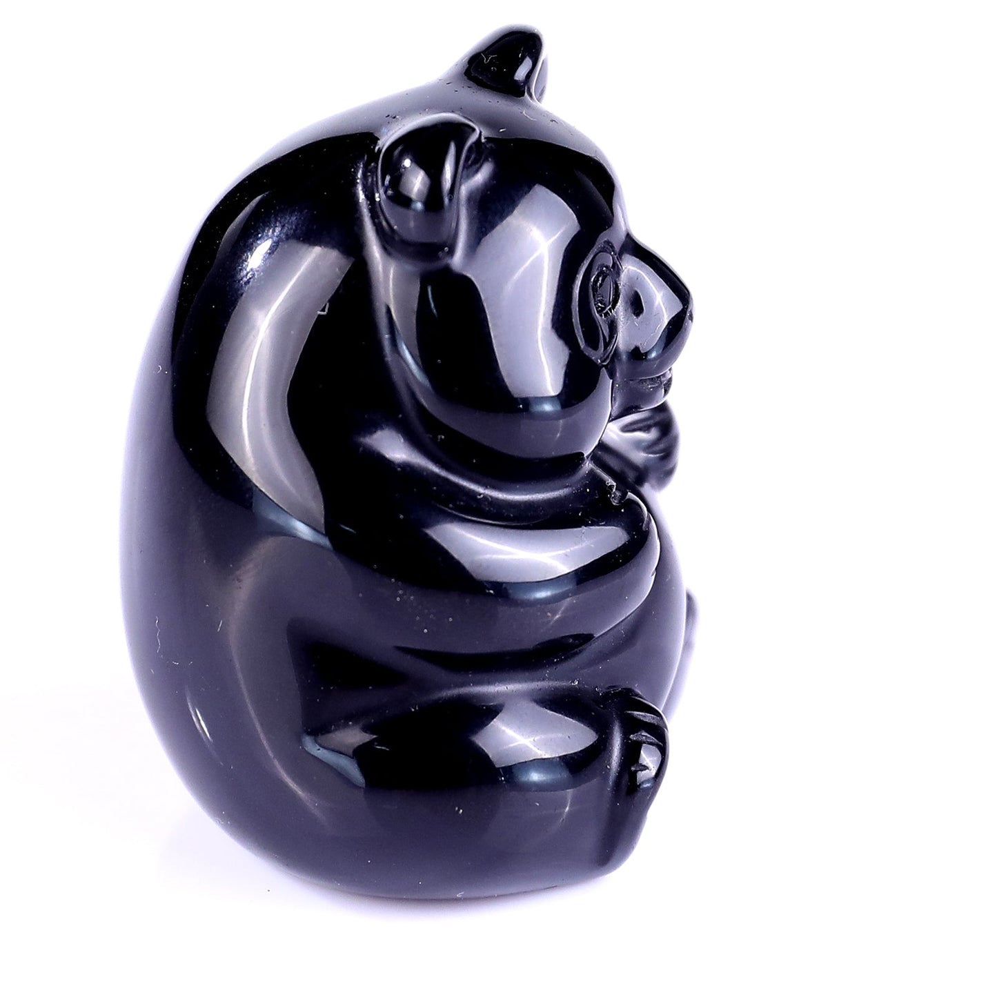 Nicedony 1.9" Black Obsidian Hand Carved Crystal Panda Sculpture - View 3