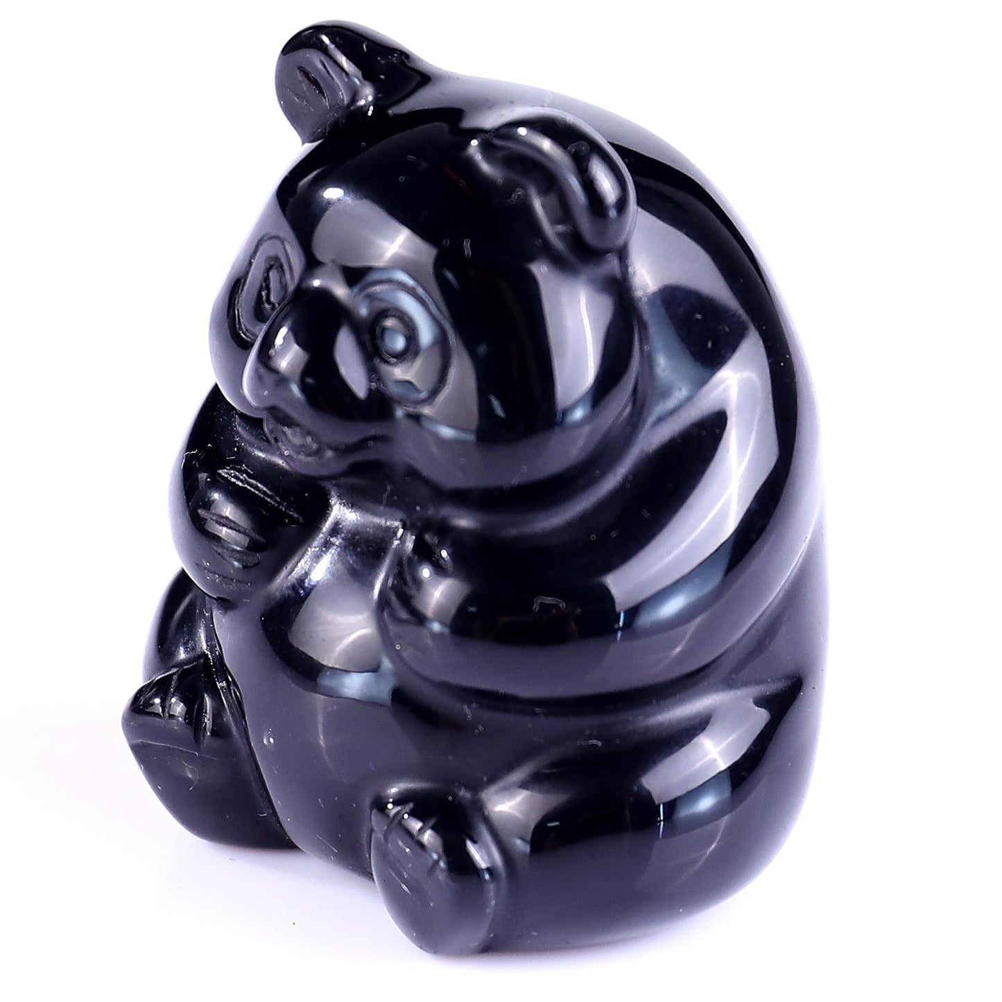 Nicedony 1.9" Black Obsidian Hand Carved Crystal Panda Sculpture - View 8