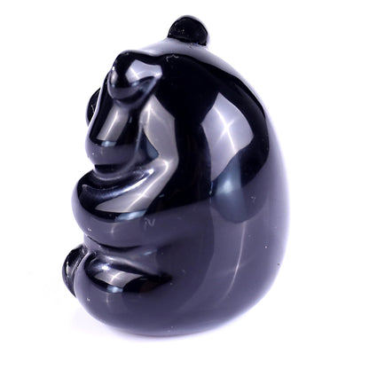Nicedony 1.9" Black Obsidian Hand Carved Crystal Panda Sculpture - View 6