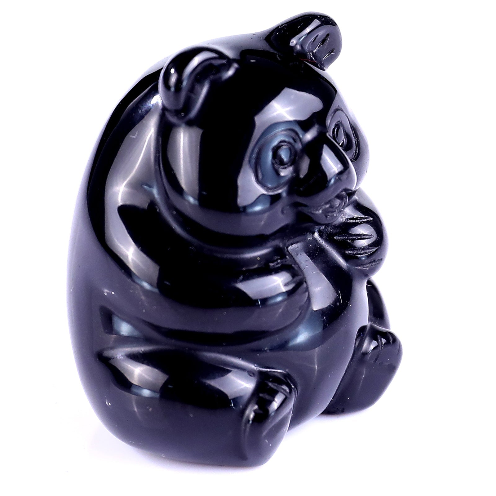 Nicedony 1.9" Black Obsidian Hand Carved Crystal Panda Sculpture - View 2