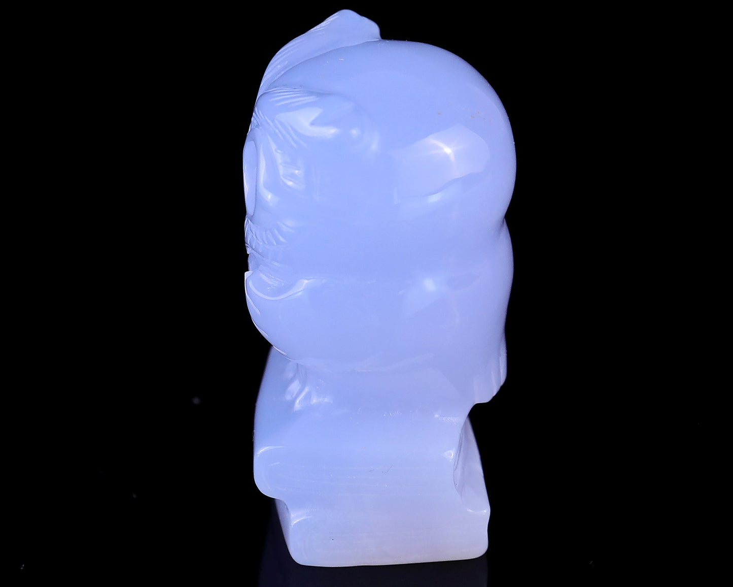 Nicedony 1.9" Blue Chalcedony Hand Carved Crystal Owl Sculpture - View 6
