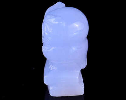 Nicedony 1.9" Blue Chalcedony Hand Carved Crystal Owl Sculpture - View 6
