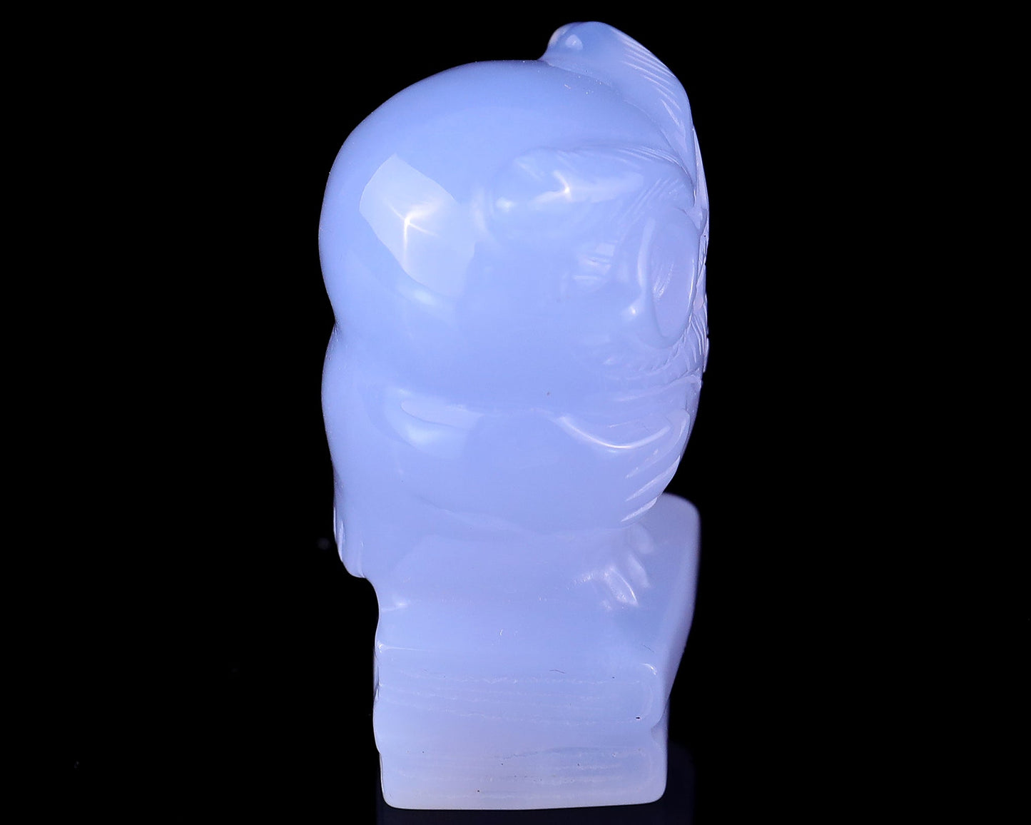 Nicedony 1.9" Blue Chalcedony Hand Carved Crystal Owl Sculpture - View 4