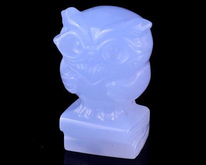 Nicedony 1.9" Blue Chalcedony Hand Carved Crystal Owl Sculpture - View 10