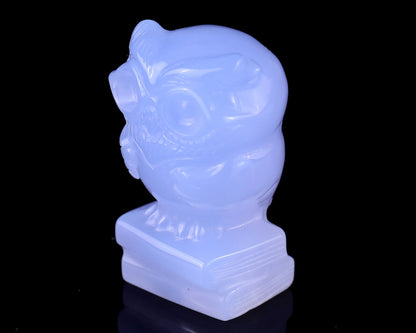 Nicedony 1.9" Blue Chalcedony Hand Carved Crystal Owl Sculpture - View 7