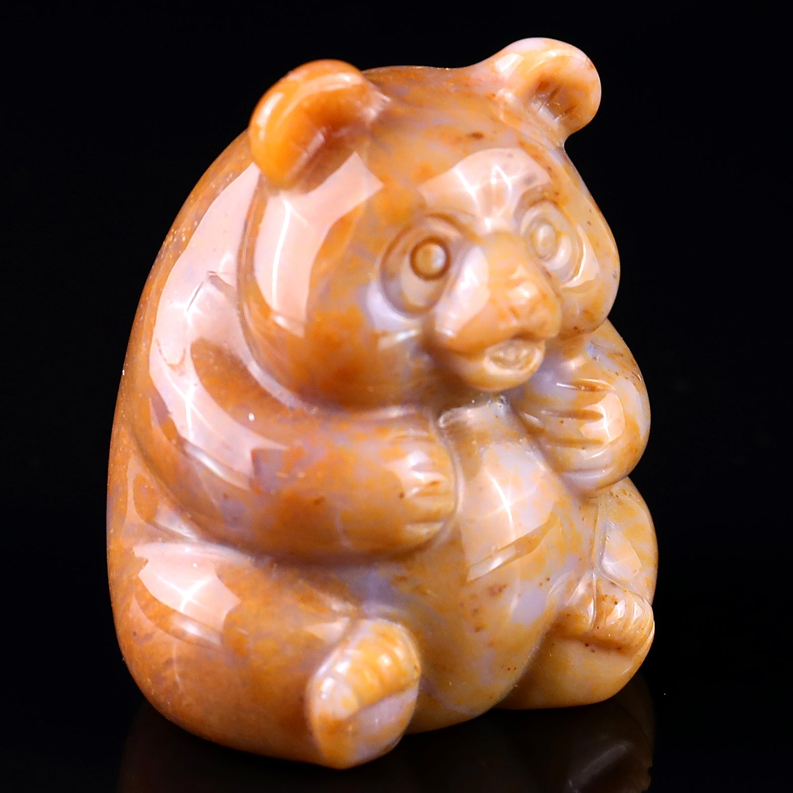 Nicedony 1.9" Chalcedony Hand Carved Crystal Panda Sculpture