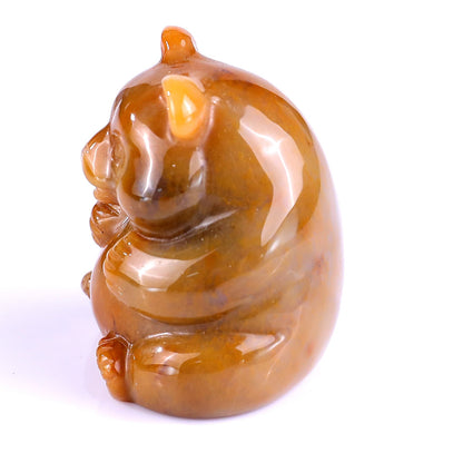 Nicedony 1.9" Chalcedony Hand Carved Crystal Panda Sculpture - View 7