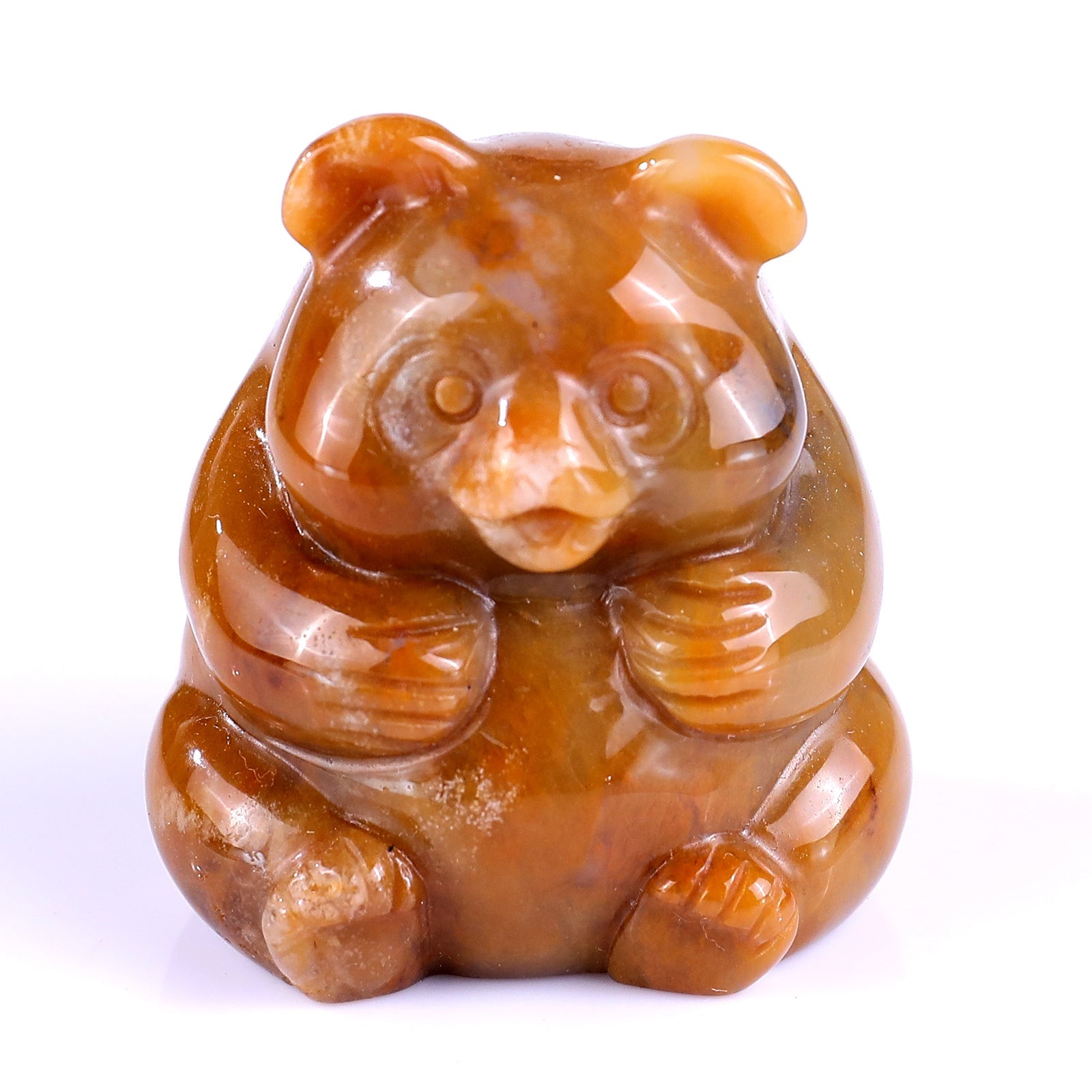 Nicedony 1.9" Chalcedony Hand Carved Crystal Panda Sculpture - View 2