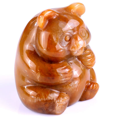 Nicedony 1.9" Chalcedony Hand Carved Crystal Panda Sculpture