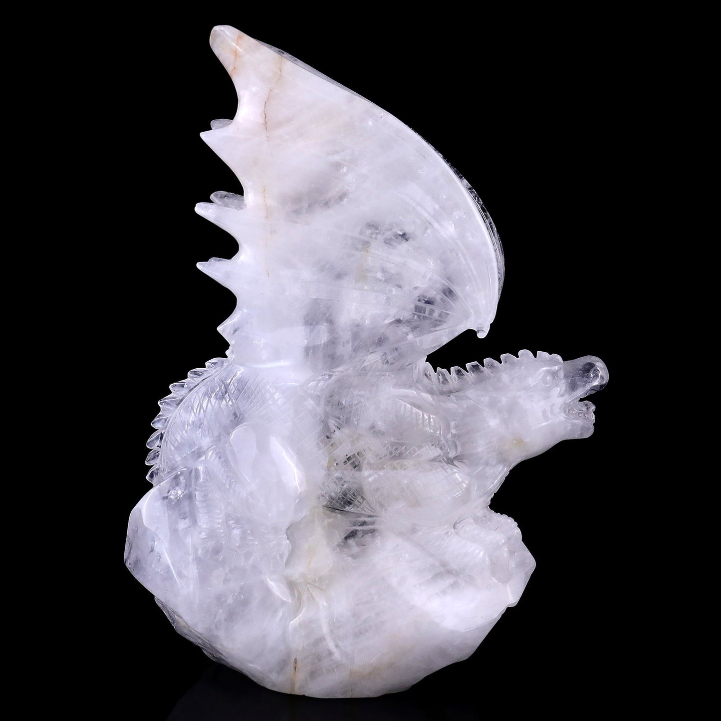 Nicedony 10.0" Angolan Quartz Hand Carved Crystal Dragon Sculpture - View 2