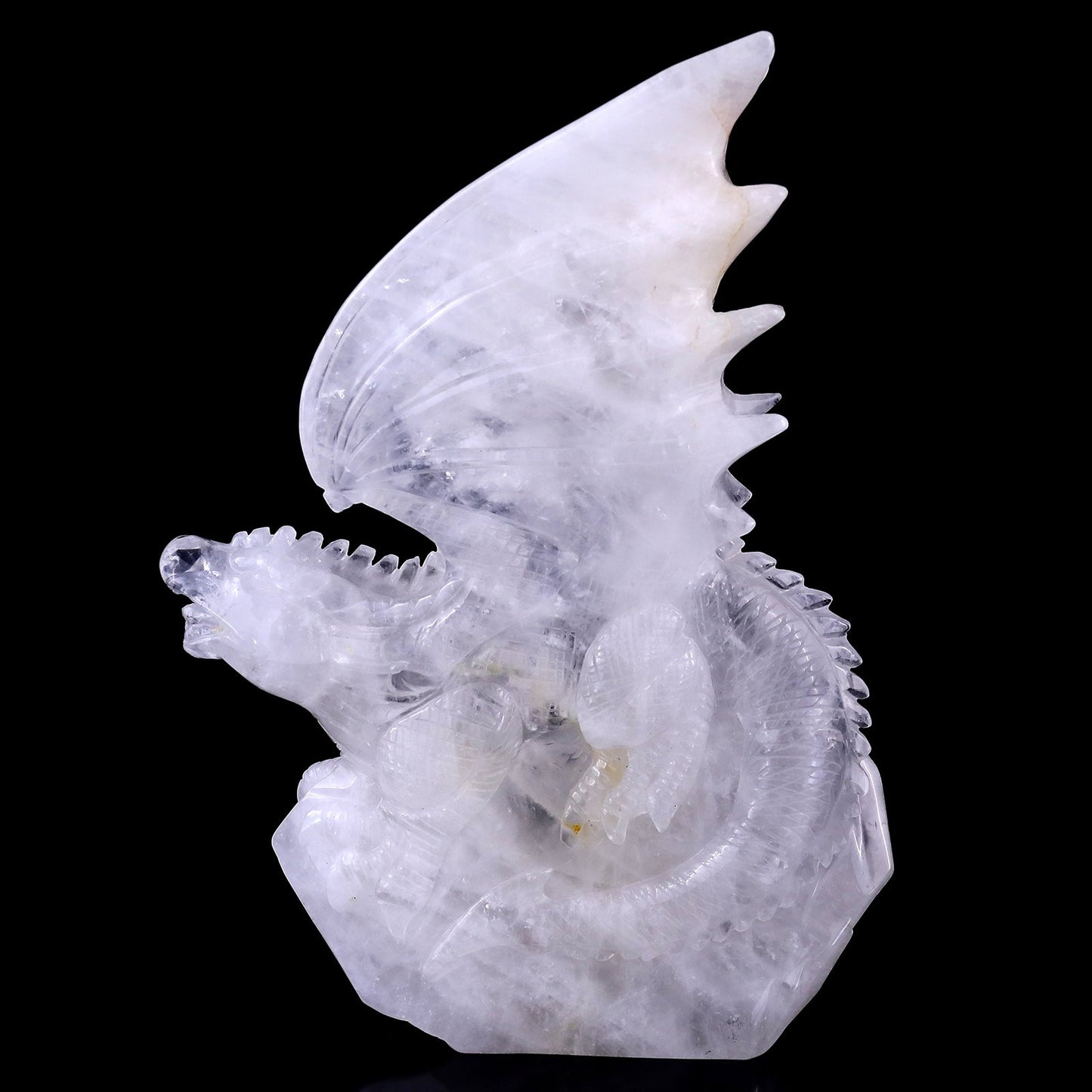 Nicedony 10.0" Angolan Quartz Hand Carved Crystal Dragon Sculpture - View 3