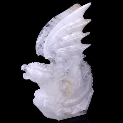 Nicedony 10.0" Angolan Quartz Hand Carved Crystal Dragon Sculpture - View 4