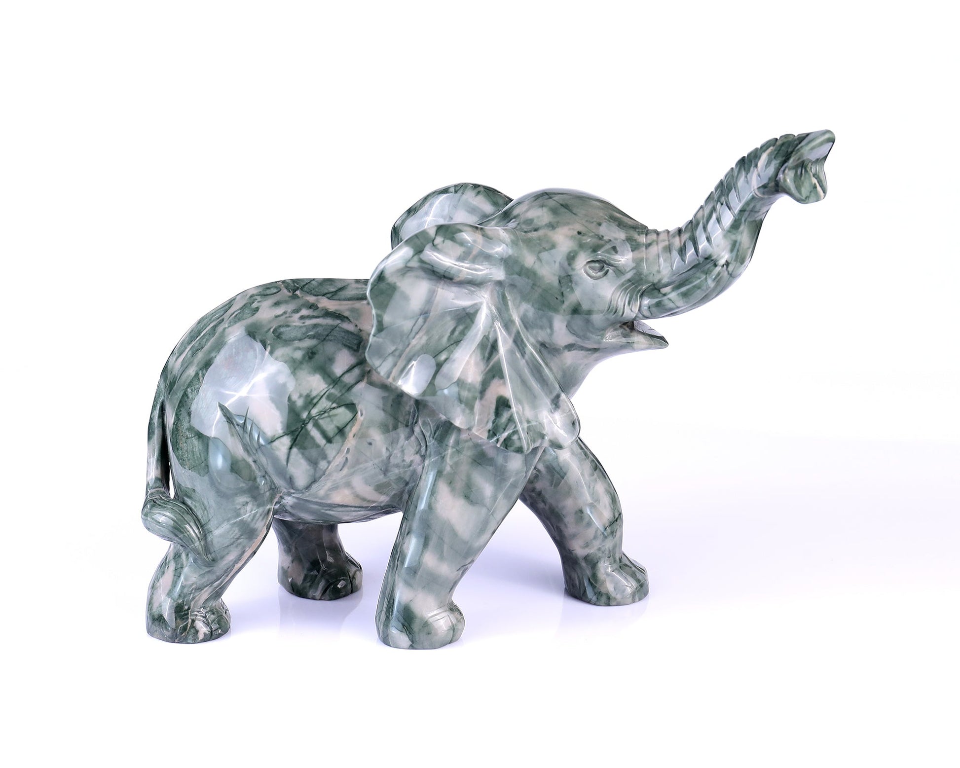 Nicedony 10.0" Jiulong Jade Hand Carved Crystal Elephant Sculpture - View 3
