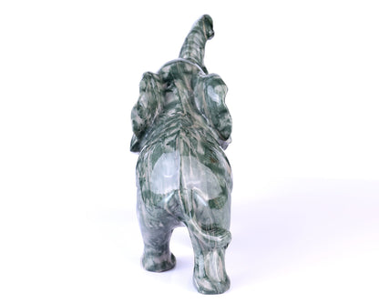 Nicedony 10.0" Jiulong Jade Hand Carved Crystal Elephant Sculpture - View 5