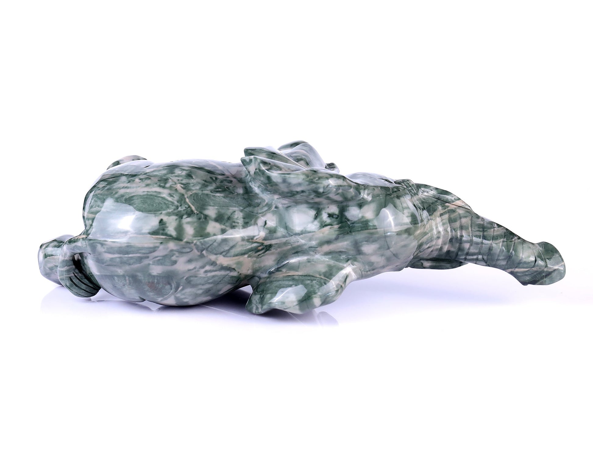 Nicedony 10.0" Jiulong Jade Hand Carved Crystal Elephant Sculpture - View 9