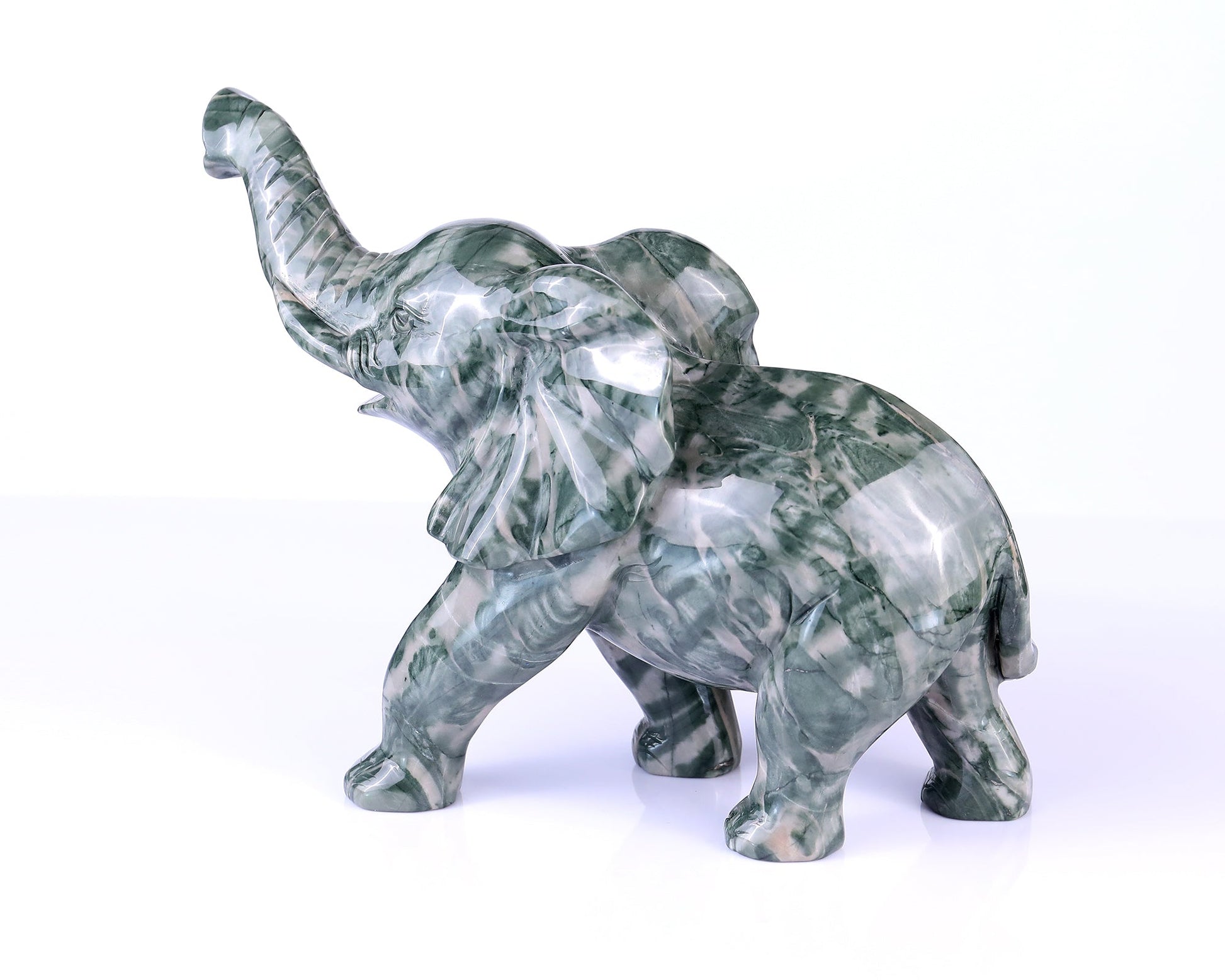 Nicedony 10.0" Jiulong Jade Hand Carved Crystal Elephant Sculpture - View 6