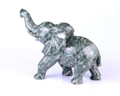 Nicedony 10.0" Jiulong Jade Hand Carved Crystal Elephant Sculpture - View 6