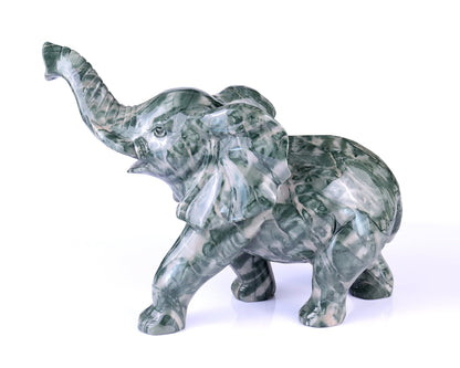 Nicedony 10.0" Jiulong Jade Hand Carved Crystal Elephant Sculpture - View 7
