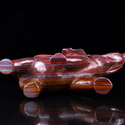 Nicedony 10.0" Tiger Iron Eye Hand Carved Crystal Elephant Sculpture - View 6