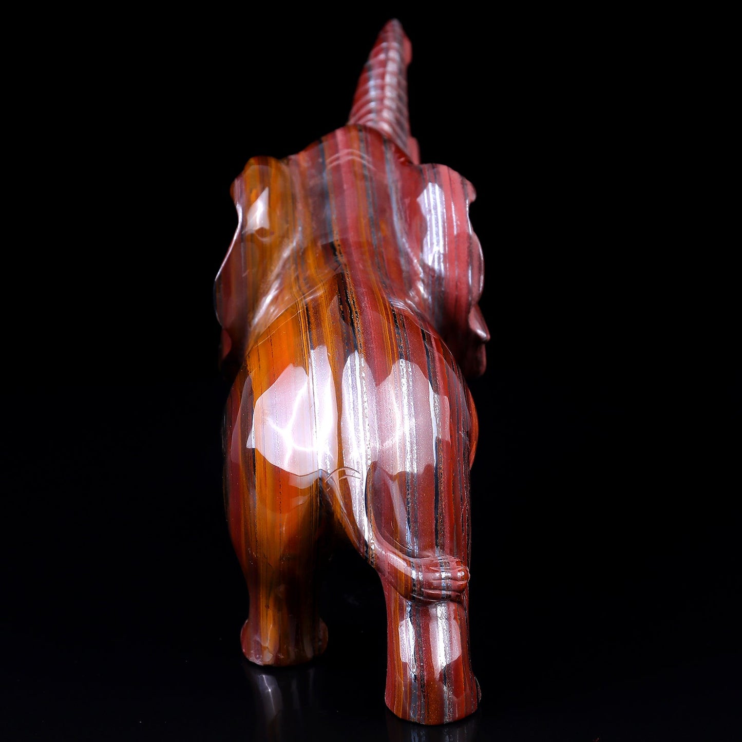 Nicedony 10.0" Tiger Iron Eye Hand Carved Crystal Elephant Sculpture - View 7