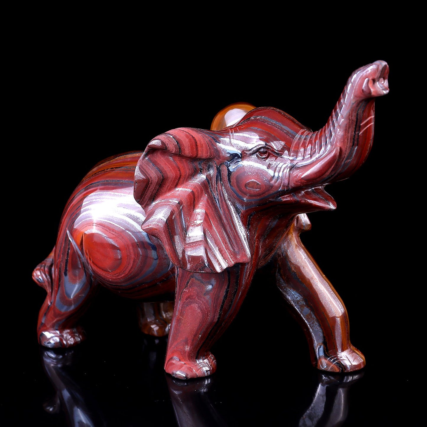 Nicedony 10.0" Tiger Iron Eye Hand Carved Crystal Elephant Sculpture - View 2