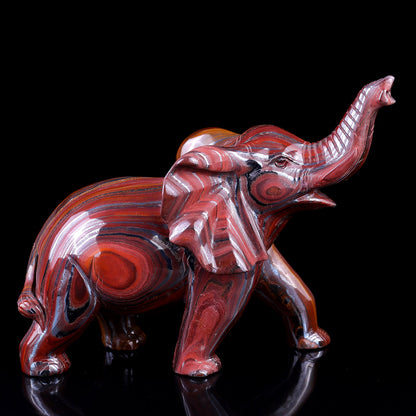 Nicedony 10.0" Tiger Iron Eye Hand Carved Crystal Elephant Sculpture - View 3
