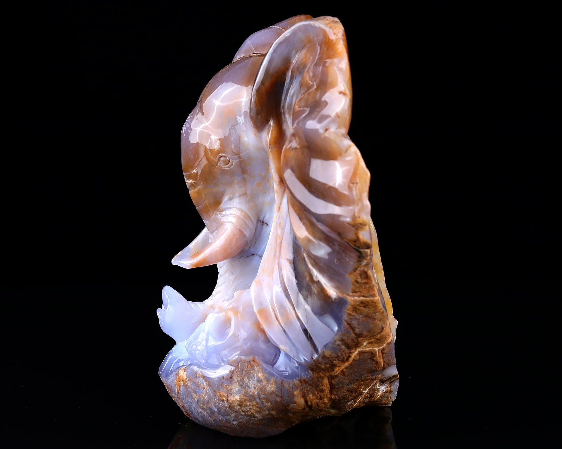 Nicedony 10.2" Chalcedony Hand Carved Elephant Head and Skull - View 4
